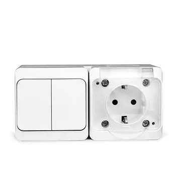 Блок TOKOV ELECTRIC TKE-NX-V2RZ-C01T-IP54 ОП Nix (розетка 16А 250В с заземл. 2-кл. выкл. 10А) IP54 бел