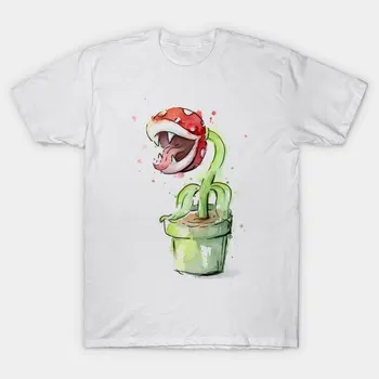 T Shirt Women Piranha Plant Watercolor Harajuku Print Kawaii Tshirt Summer Short Sleeve Female T-Shirt Top Tee S