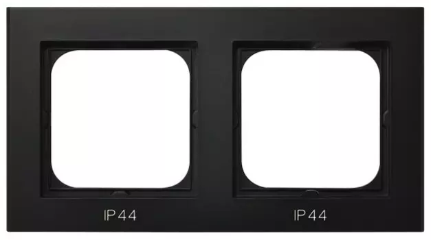 RH-2R/33 Рамка Ospel Sonata Черный металлик 2-постовая для выключателя IP-44