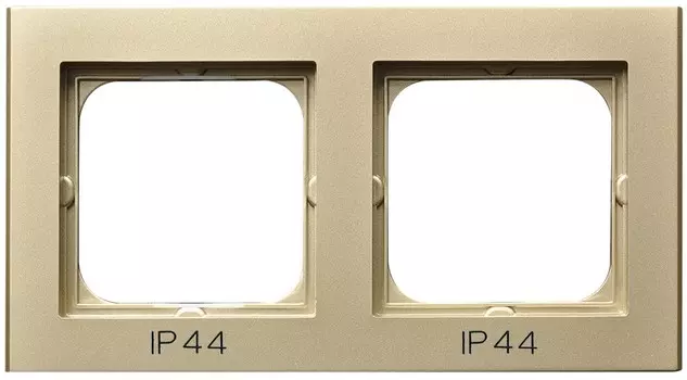 RH-2R/39 Рамка Ospel Sonata Шампанский золотой 2-постовая для выключателя IP-44