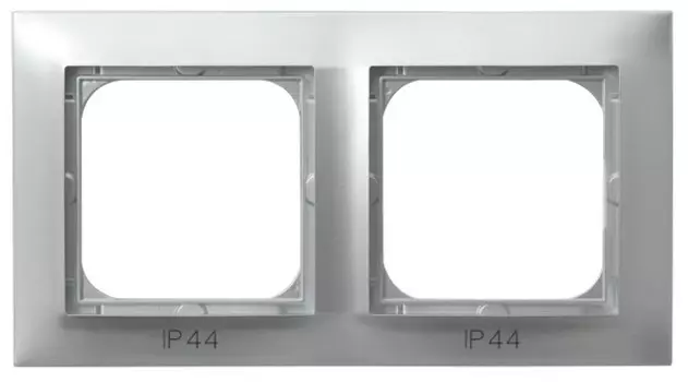 RH-2Y/18 Рамка Ospel Impresja Серебро 2-постовая для выключателя IP-44