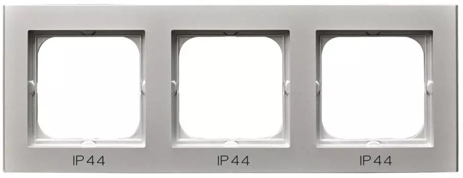 RH-3R/38 Рамка Ospel Sonata Серебро матовое 3-постовая для выключатель IP-44