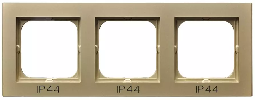 RH-3R/39 Рамка Ospel Sonata Шампанский золотой 3-постовая для выключателя IP-44