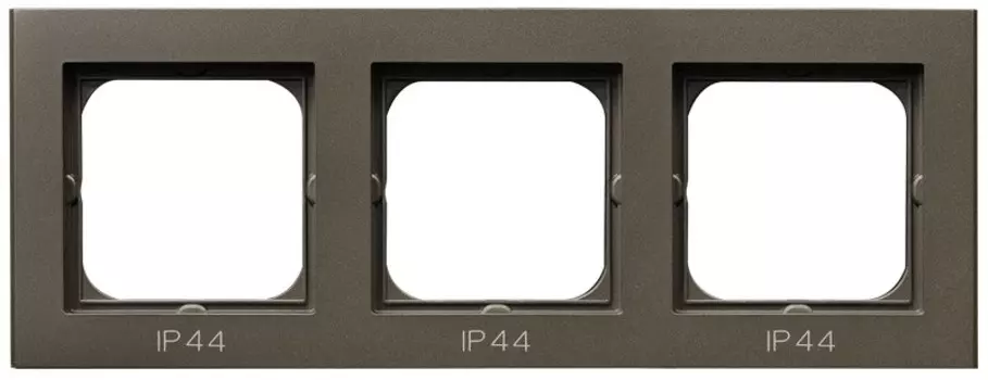 RH-3R/40 Рамка Ospel Sonata Шоколадный металлик 3-постовая для выключателя IP-44