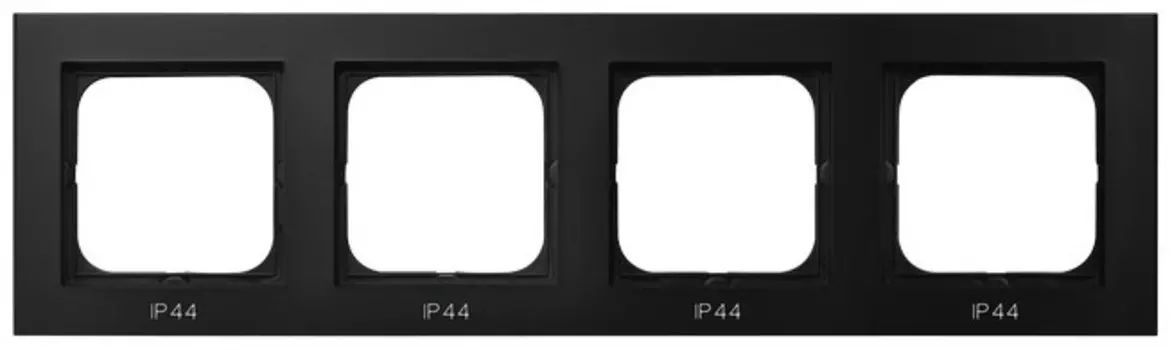 RH-4R/33 Рамка Ospel Sonata Черный металлик 4-постовая для выключателя IP-44