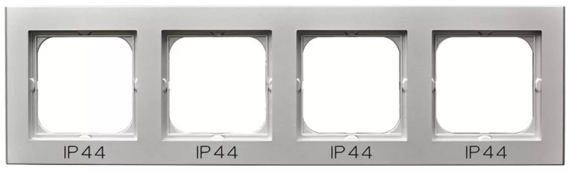 RH-4R/38 Рамка Ospel Sonata Серебро матовое 4-постовая для выключатель IP-44