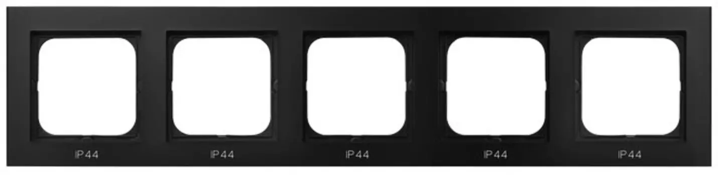 RH-5R/33 Рамка Ospel Sonata Черный металлик 5-постовая для выключателя IP-44