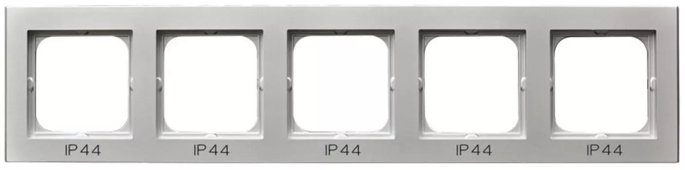 RH-5R/38 Рамка Ospel Sonata Серебро матовое 5-постовая для выключатель IP-44