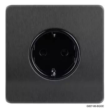 Розетка с заземлением (Schuko) T&amp;J Electric Ultimate II Матовый чёрный G827-86-BQGE