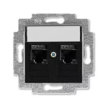 Розетка телефонная ABB Levit двойная 2хRJ45 категория 6 антрацит 5014H-A61018 63W 2CHH296118A6063
