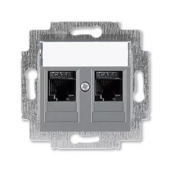 Розетка телефонная ABB Levit двойная 2хRJ45 категория 6 сталь 5014H-A61018 69W 2CHH296118A6069
