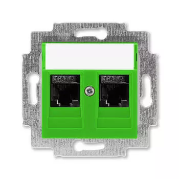 Розетка телефонная ABB Levit двойная 2хRJ45 категория 6 зелёный 5014H-A61018 67W 2CHH296118A6067