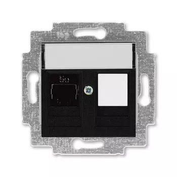 Розетка телефонная ABB Levit RJ45 категория 5e и заглушка антрацит 5014H-A51017 63W 2CHH295117A6063