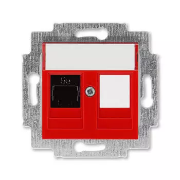 Розетка телефонная ABB Levit RJ45 категория 5e и заглушка красный 5014H-A51017 65W 2CHH295117A6065