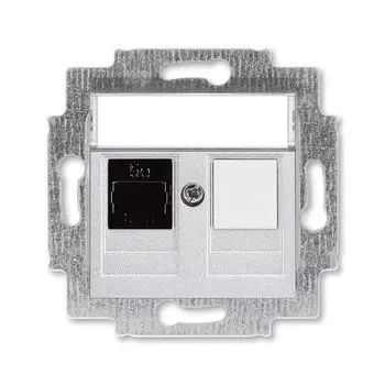 Розетка телефонная ABB Levit RJ45 категория 5e и заглушка серебро 5014H-A51017 70W 2CHH295117A6070