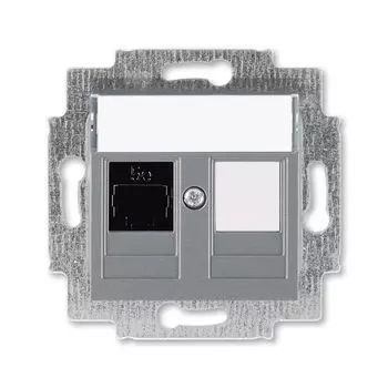 Розетка телефонная ABB Levit RJ45 категория 5e и заглушка сталь 5014H-A51017 69W 2CHH295117A6069