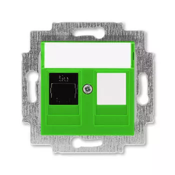 Розетка телефонная ABB Levit RJ45 категория 5e и заглушка зелёный 5014H-A51017 67W 2CHH295117A6067