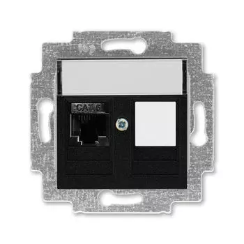 Розетка телефонная ABB Levit RJ45 категория 6 и заглушка антрацит 5014H-A61017 63W 2CHH296117A6063