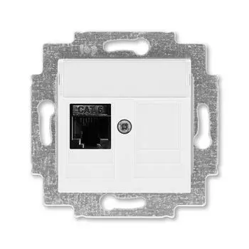 Розетка телефонная ABB Levit RJ45 категория 6 и заглушка белый 5014H-A61017 03W 2CHH296117A6003