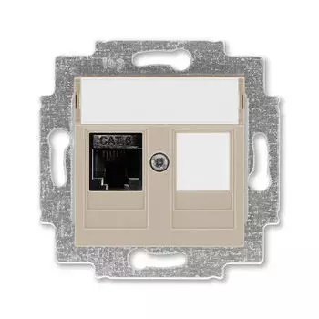 Розетка телефонная ABB Levit RJ45 категория 6 и заглушка кофе макиато 5014H-A61017 18W 2CHH296117A6018