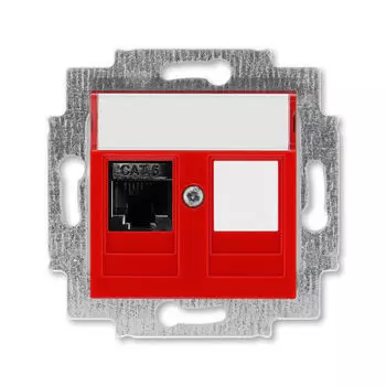 Розетка телефонная ABB Levit RJ45 категория 6 и заглушка красный 5014H-A61017 65W 2CHH296117A6065