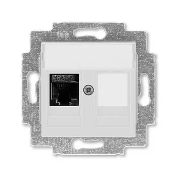 Розетка телефонная ABB Levit RJ45 категория 6 и заглушка серый 5014H-A61017 16W 2CHH296117A6016