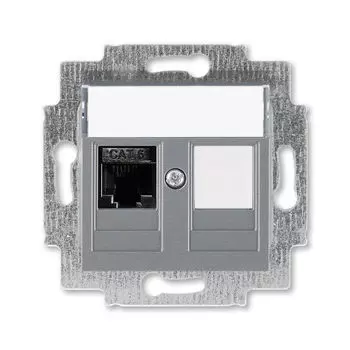 Розетка телефонная ABB Levit RJ45 категория 6 и заглушка сталь 5014H-A61017 69W 2CHH296117A6069