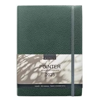 Ежедневник датированный 2023 Infolio Pointer, зеленый, 140х200 мм, 352 стр, мягкий переплет с резинкой