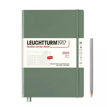 Ежемесячный планер-блокнот датированный Leuchtturm1917 Composition, 68 листов, оливковый