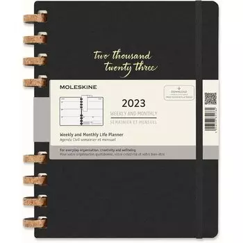 Еженедельник датированный Moleskine Spiral XL, 200 страниц, на спирали, черный