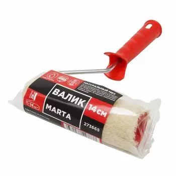 Валик 140 мм, ядро 42 мм, натуральный мех, ручка 6 мм Marta