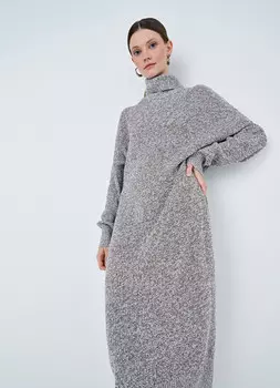 Вязаное меланжевое платье, Коричневый