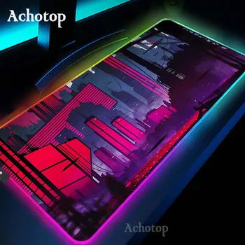 Игровой коврик для мыши для ПК, игровой коврик для мыши с HD принтом RGB и заката, большой резиновый Настольный коврик, подставки для клавиатуры, игровой коврик для мыши 900x400 мм