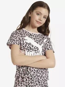 Футболка для девочек PUMA Classics Summer Roar Aop Knotted, Розовый, размер 117-128