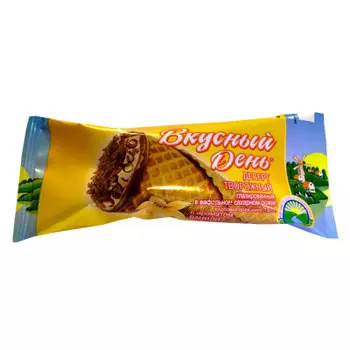 Десерт творожный вкусный день 40г 15% ваниль вафельный рожок
