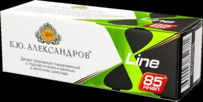 Десерт творожный глазированный x-line 50 г 0, 5% с ванилью в молочном шоколаде б.ю. алек