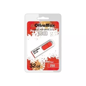 Флешка 32Gb USB 2.0 OltraMax 250, белый/красный (OM-32GB-250-Red)