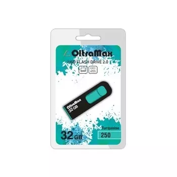 Флешка 32Gb USB 2.0 OltraMax 250, черный/бирюзовый (OM-32GB-250-Turquoise)
