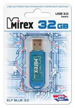Флешка 32Gb USB 3.0 Mirex ELF, синий (13600-FM3BEF32)