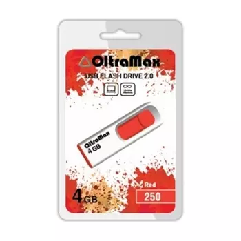 Флешка 4Gb USB 2.0 OltraMax 250, белый/красный (OM-4GB-250-Red)