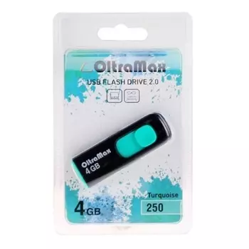 Флешка 4Gb USB 2.0 OltraMax 250, черный/бирюзовый (OM-4GB-250-Turquoise)