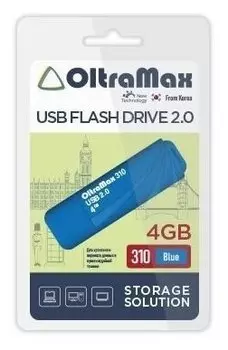 Флешка 4Gb USB 2.0 OltraMax 310 OM-4GB-310-Blue, синий (OM-4GB-310-Blue)