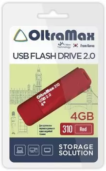 Флешка 4Gb USB 2.0 OltraMax 310 OM-4GB-310-Red, красный (OM-4GB-310-Red)