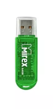 Флешка 64Gb USB 2.0 Mirex Color Blade ELF, зеленый (13600-FMUGRE64)