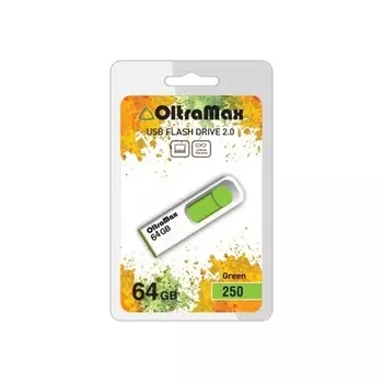 Флешка 64Gb USB 2.0 OltraMax 250, белый/зеленый (OM-64GB-250-Green)