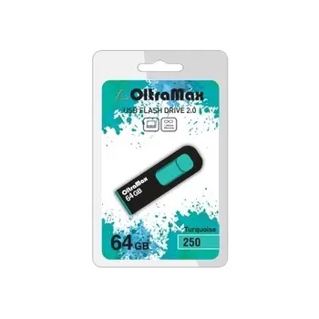 Флешка 64Gb USB 2.0 OltraMax 250, черный/бирюзовый (OM-64GB-250-Turquoise)