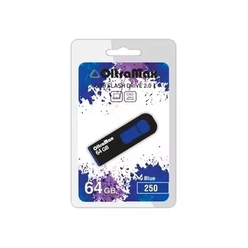 Флешка 64Gb USB 2.0 OltraMax 250, черный/синий (OM-64GB-250-Blue)