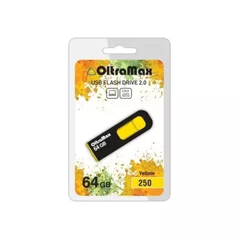 Флешка 64Gb USB 2.0 OltraMax 250, черный/желтый (OM-64GB-250-Yellow)