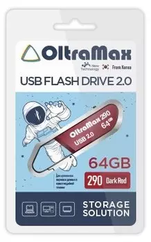 Флешка 64Gb USB 2.0 OltraMax 290, темно-красный (OM-64GB-290-Dark Red)