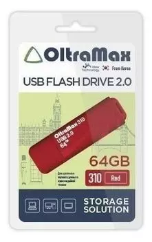 Флешка 64Gb USB 2.0 OltraMax 310 OM-64GB-310-Red, красный (OM-64GB-310-Red)